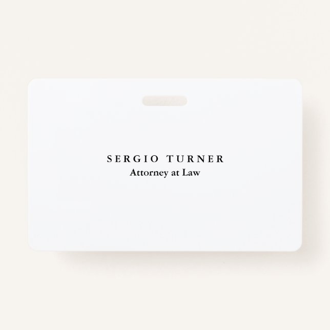 Schlichter Minimalistischer Beruflicher Rechtsanwa Ausweis (Vorderseite)