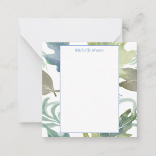 Schlichter Minimalistischer Name Floral Mitteilungskarte