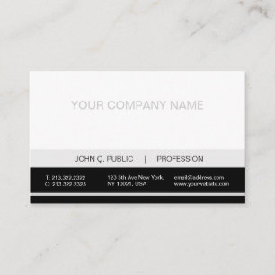 Schlichter moderner beruflicher Schwarz-weißer Visitenkarte