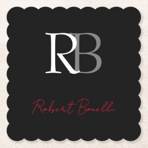 Schlichter Name der Mit Monogramm Schwarzen Schri Untersetzer