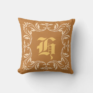 Schlichter Peru-Farbhintergrund Damask Monogram Kissen