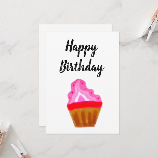 schlichter rosa Kuchen eleganter Geburtstag (Vorderseite/Rückseite Beispiel)