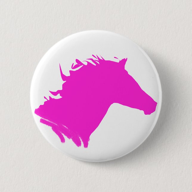 Schlichter rosa Pferdekopf Button (Vorderseite)