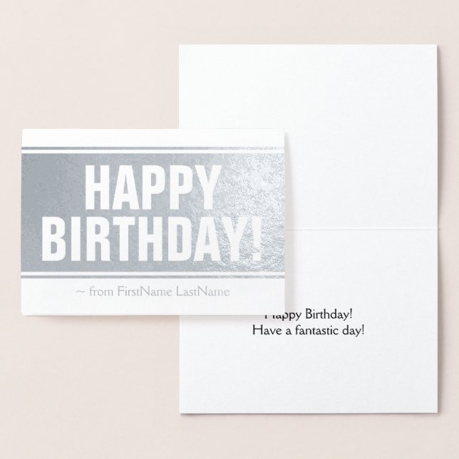 Schlichter Silberstreifen "GLÜCKLICHER GEBURTSTAG! Folienkarte (Anzeige)