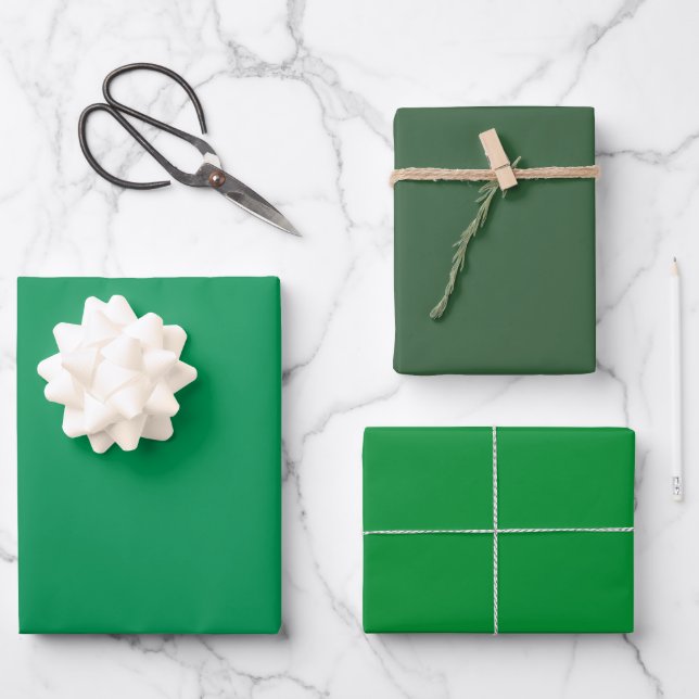 Schlichter spanischer Hunter Texas Green Shades 3  Geschenkpapier Set (Vorderseite)