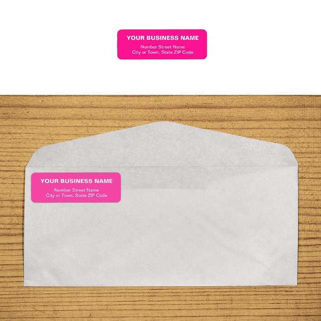 Schlichter Text Rosa Rücksendeadresse (Plain text pink business return address label on envelope)