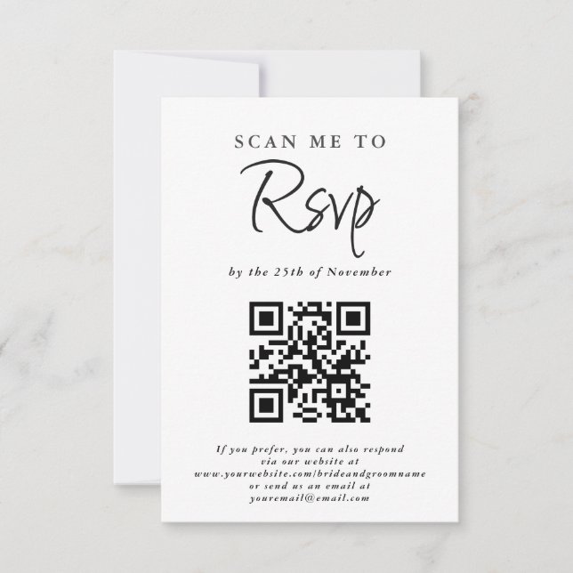 Schlichter und einfacher Lässiger Hochzeitsszenari RSVP Karte (Vorderseite)