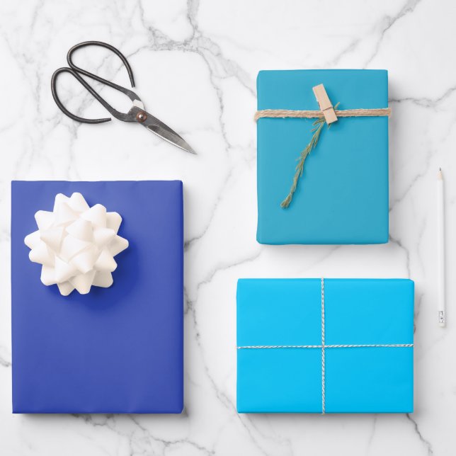 Schlichter Violet Ball Vivid Blue Shades 3 Tones Geschenkpapier Set (Vorderseite)