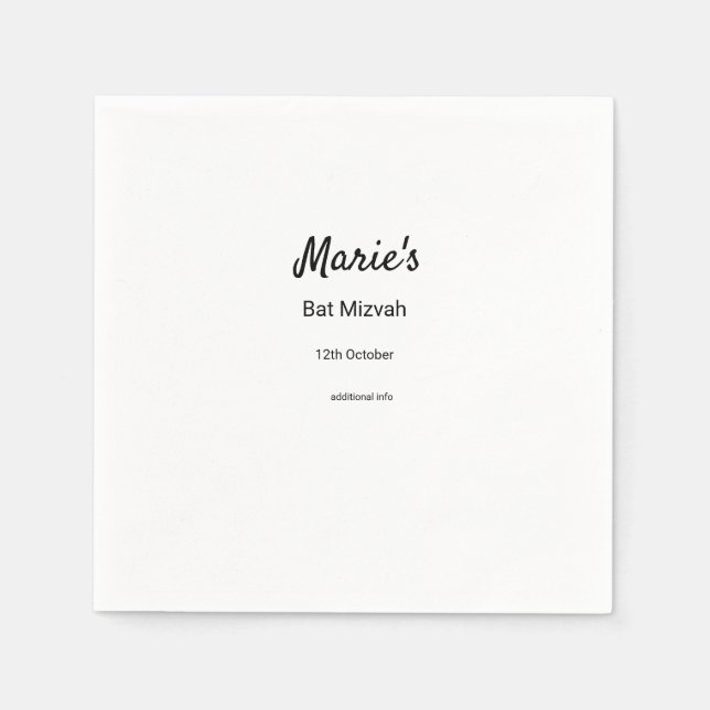 schlichter, weißer Schwarzer Klassiker Serviette (Vorderseite)