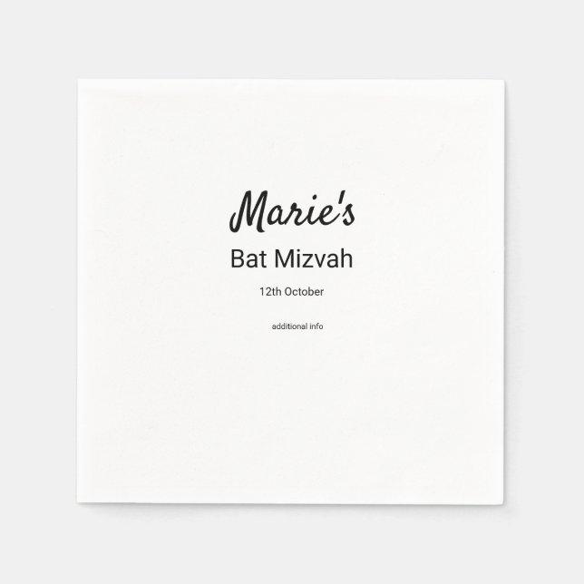 schlichter, weißer Schwarzer Klassiker Serviette (Vorderseite)