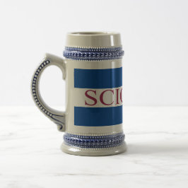 Schlichtes Blue Border Sciorbis Logo Bierglas