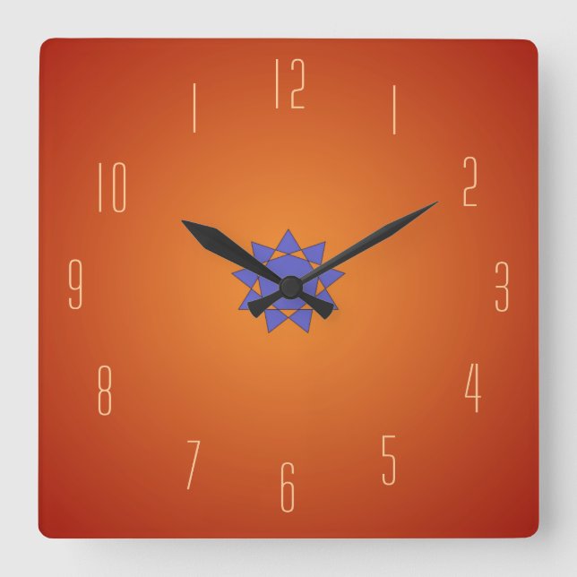 Schlichtes Burnt Orange > Küchenuhren Quadratische Wanduhr (Vorderseite)