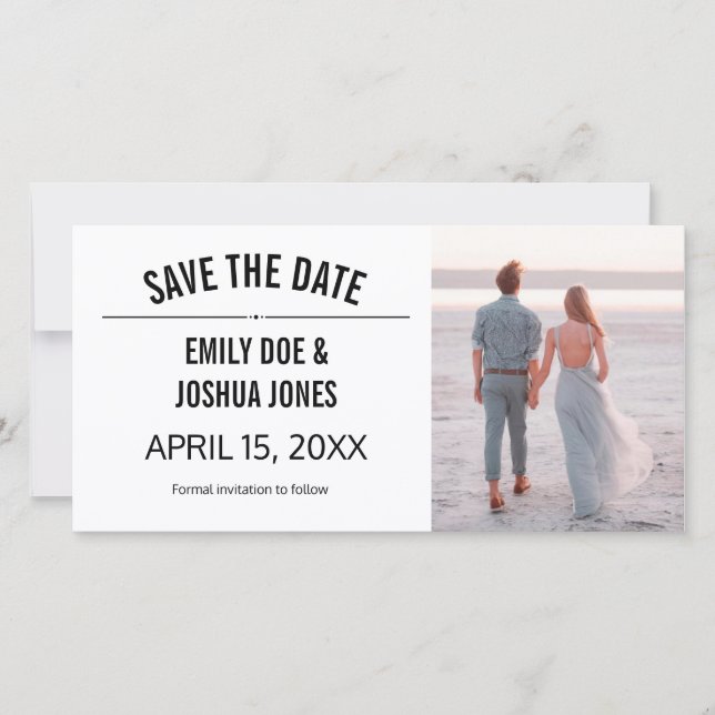 schlichtes, einfaches Save the Date Hochzeitsschem (Vorderseite)