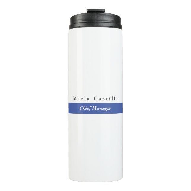 Schlichtes elegantes blaues Minimalistisches Desig Thermosbecher (Vorderseite)