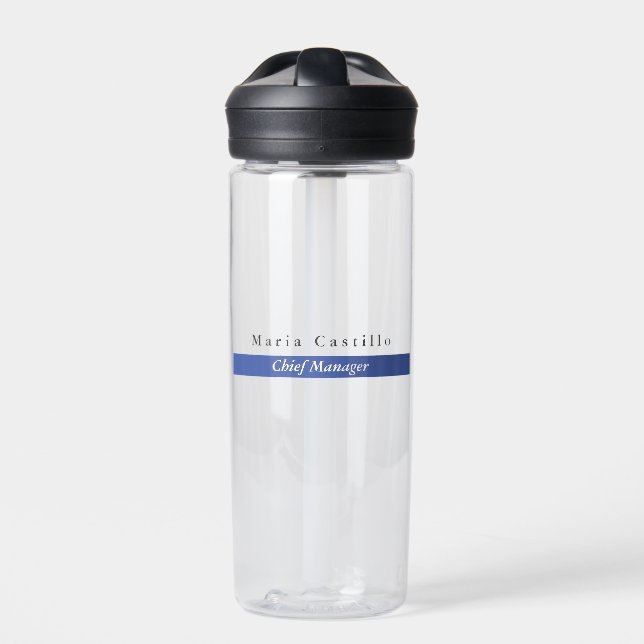 Schlichtes elegantes blaues Minimalistisches Desig Trinkflasche (Vorderseite)