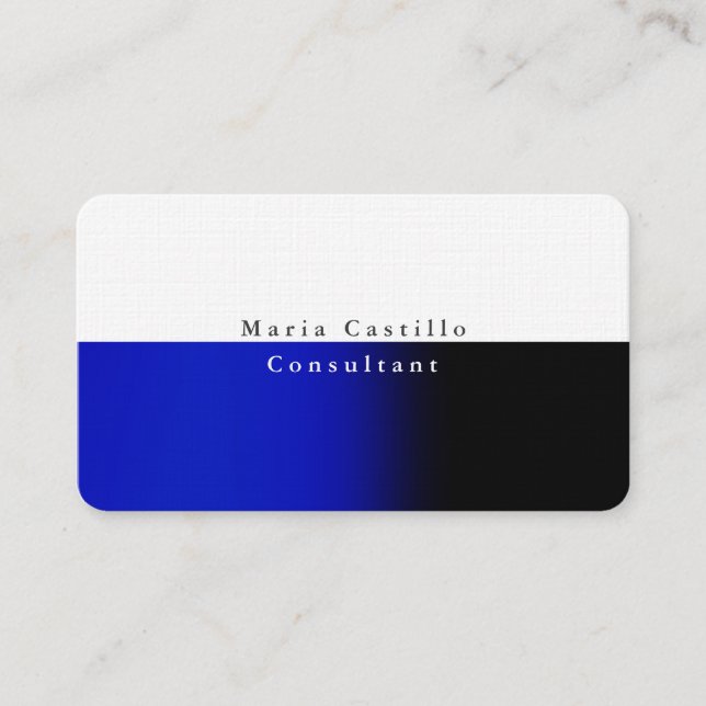 Schlichtes elegantes blaues Minimalistisches Desig Visitenkarte (Vorderseite)