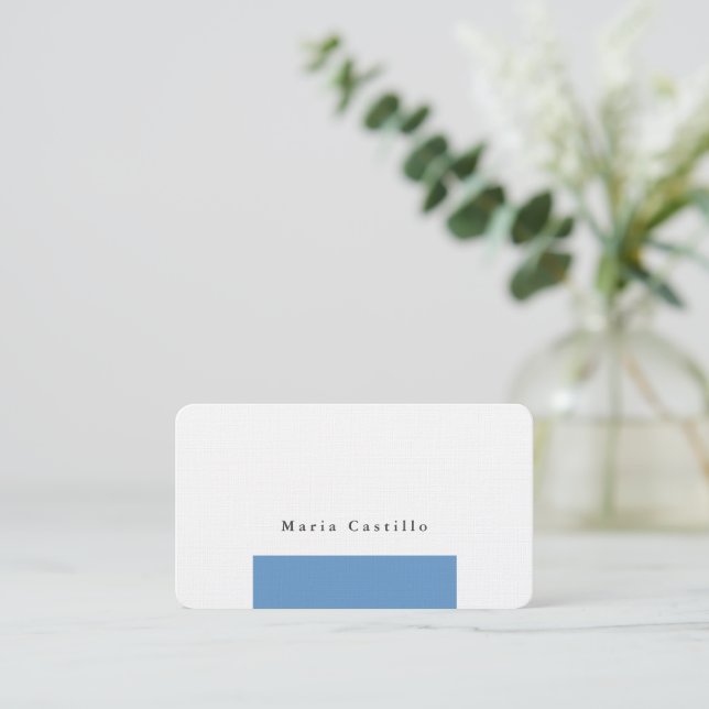Schlichtes elegantes blaugraues Minimalistisches D Visitenkarte (Stehend Vorderseite)