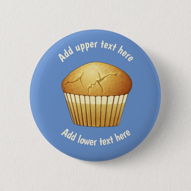 Schlichtes Frühstück Muffin on Blue - Eigener Slog Button (Vorderseite)