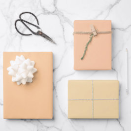 Schlichtes goldenes Blütenpfirsichfarben Tone 3 Geschenkpapier Set