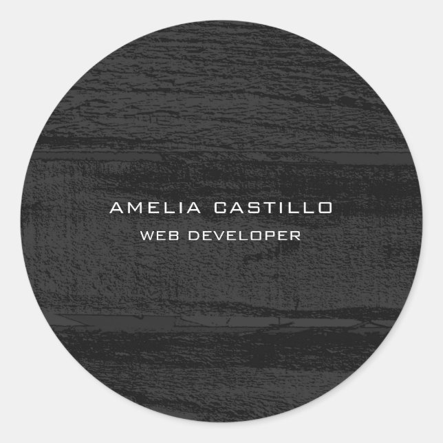 Schlichtes Graues Holzdesign Minimalistisch modern Runder Aufkleber (Vorderseite)