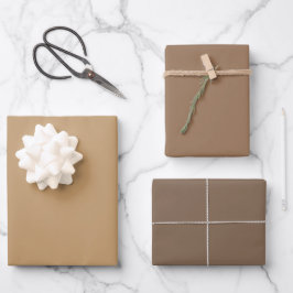 Schlichtes Holz Kastanien Barke Tan Shades 3 Tones Geschenkpapier Set