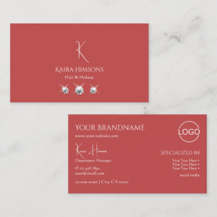 Schlichtes Indianerrot mit Monogram Logo und Juwel Visitenkarte