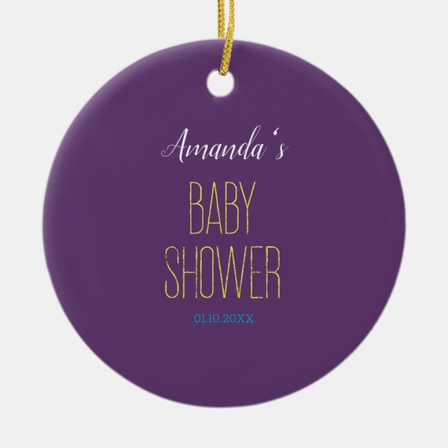 Schlichtes Indigo Gelb Moderne Minimalistische Bab Keramik Ornament (Vorne)