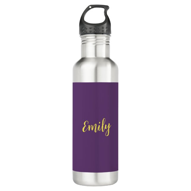 Schlichtes Indiz & Gelb Modernes Minimalistisch Edelstahlflasche (Vorderseite)