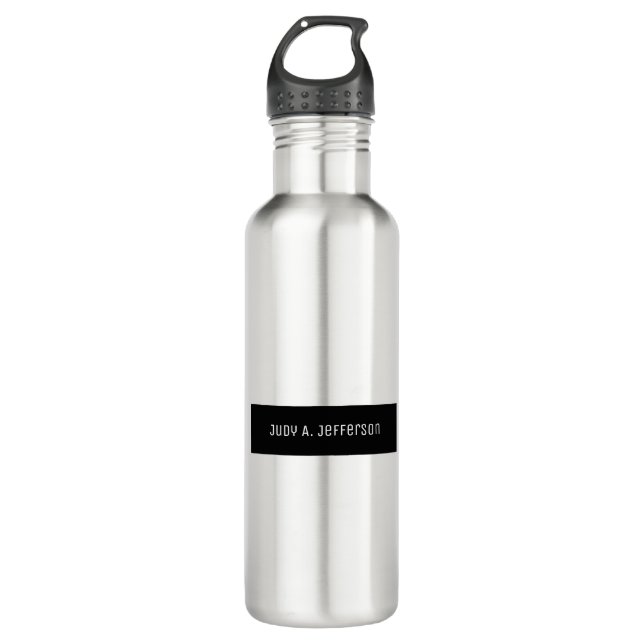 Schlichtes klassisches Minimalistisches Schwarz-We Edelstahlflasche (Vorderseite)