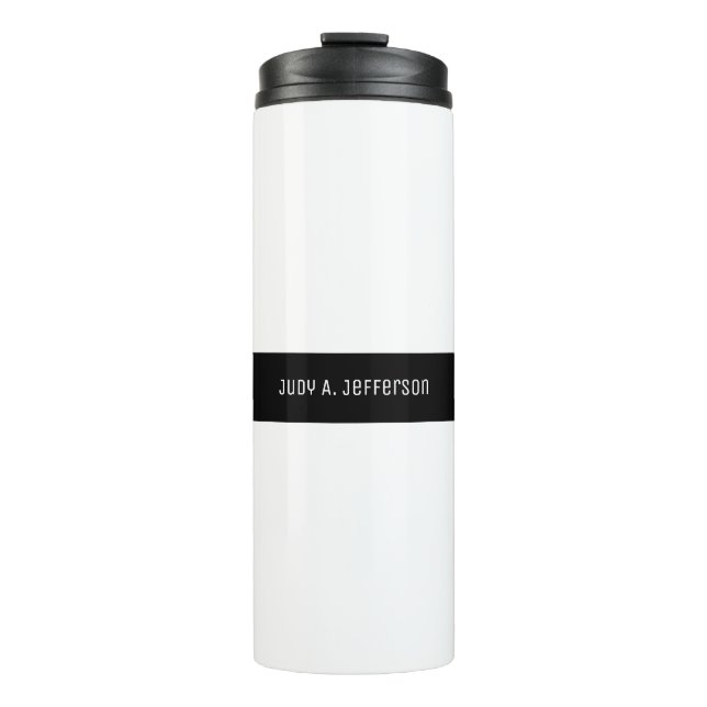 Schlichtes klassisches Minimalistisches Schwarz-We Thermosbecher (Vorderseite)