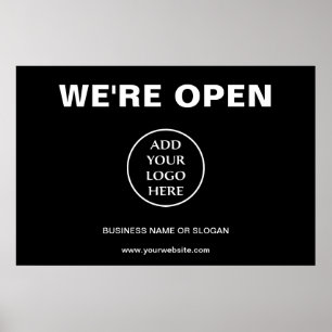Schlichtes Logo Unternehmen Wir sind offen Poster