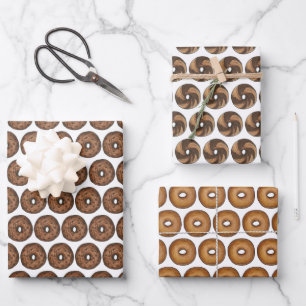 Schlichtes Marmorrye Cinnamon Raisin Bagel Frühstü Geschenkpapier Set