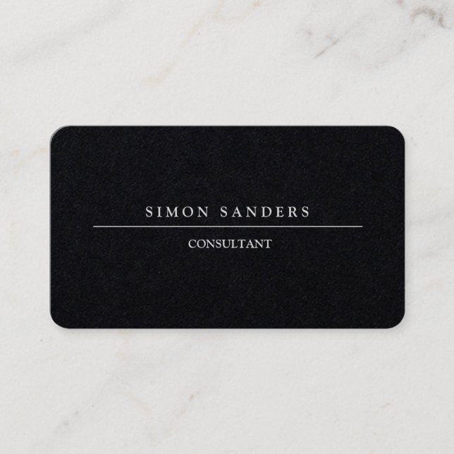 Schlichtes Minimalistisches Premium Black Visitenkarte (Vorderseite)