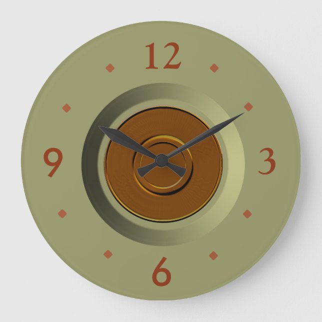 Schlichtes Moos-Grün mit Küchen-Uhren TANs Centre> Große Wanduhr (Vorderseite)