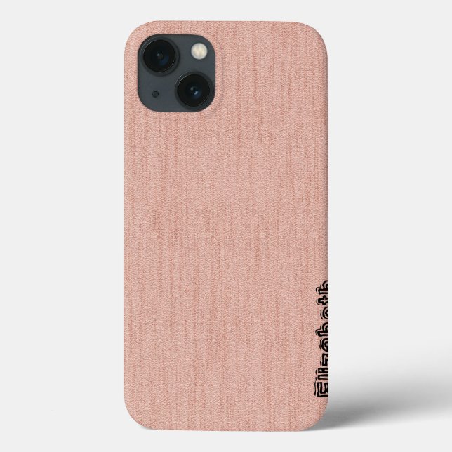 Schlichtes Pastellrosa mit Holzkörnmonogramm Case-Mate iPhone Hülle (Rückseite)