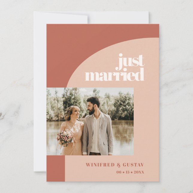 Schlichtes pfirsichfarbenes Foto Ankündigung (Vorderseite)