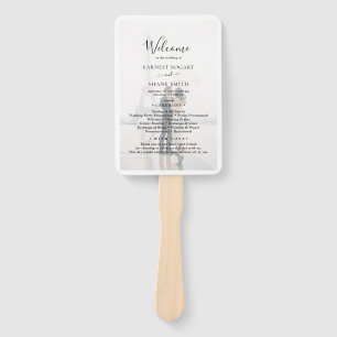 Schlichtes Schwarz-Weiß-Vellum-Foto-Hochzeitsprogr Fächer