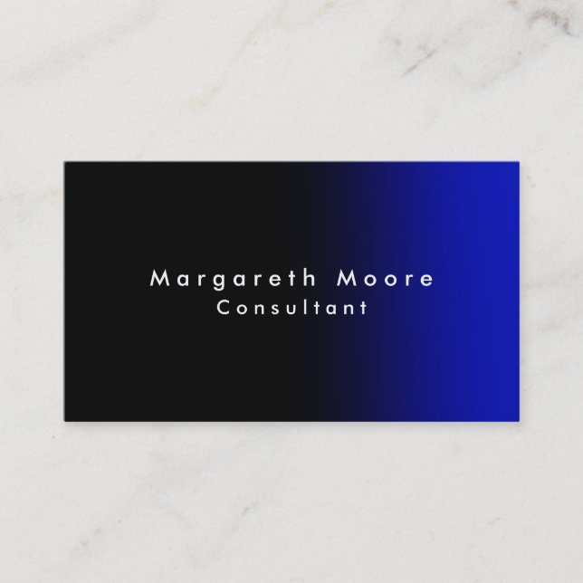 Schlichtes Schwarzes Blau Beruflich Minimalistisch Visitenkarte (Vorderseite)