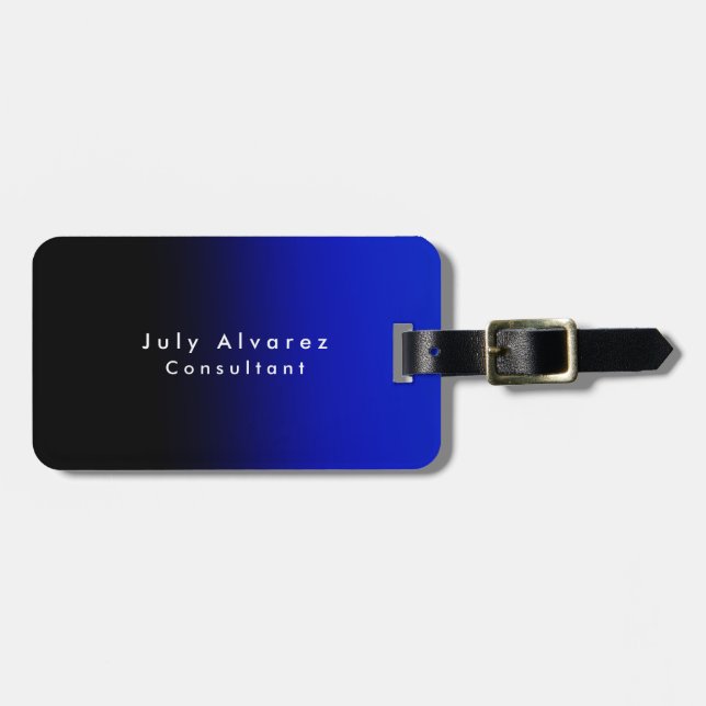 Schlichtes Schwarzes Blau Minimalistisch Gepäckanhänger (Vorderseite horizontal)
