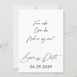 Schlichtes Skript Funny Save the Date Cards White