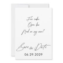 Schlichtes Skript Funny Save the Date Cards White