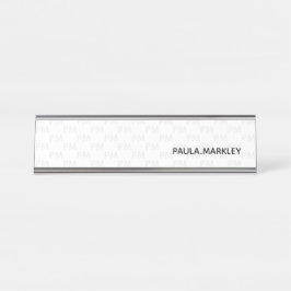 Schlichtes weißgraues, einfaches, modernes Monogra Schreibtischnamensplakette