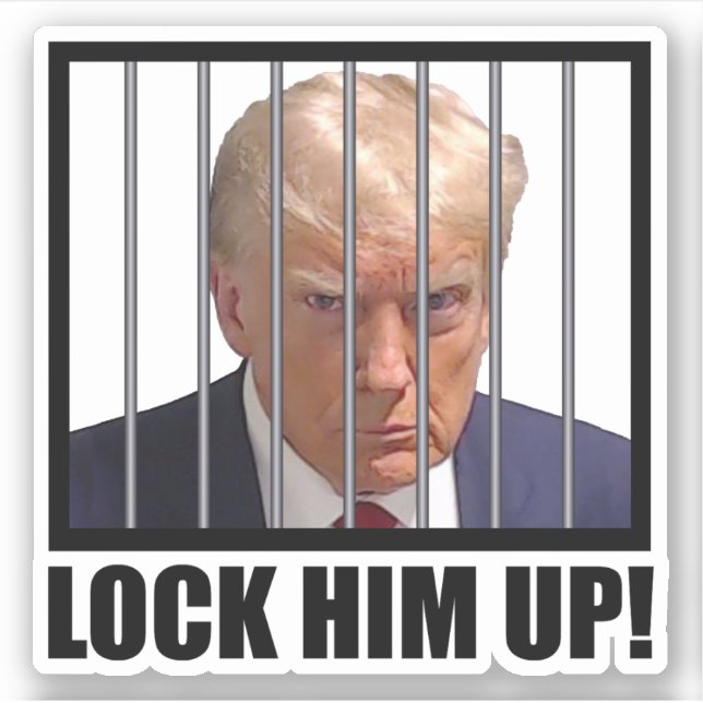 Schließ ihn auf! Trump Mugshot Aufkleber (Vorderseite)