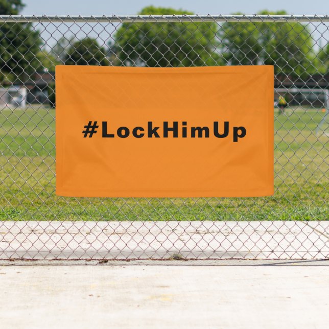 Schließe ihn an #LockHimUp-Orange-Schwarz-Minimali Banner (Insitu)