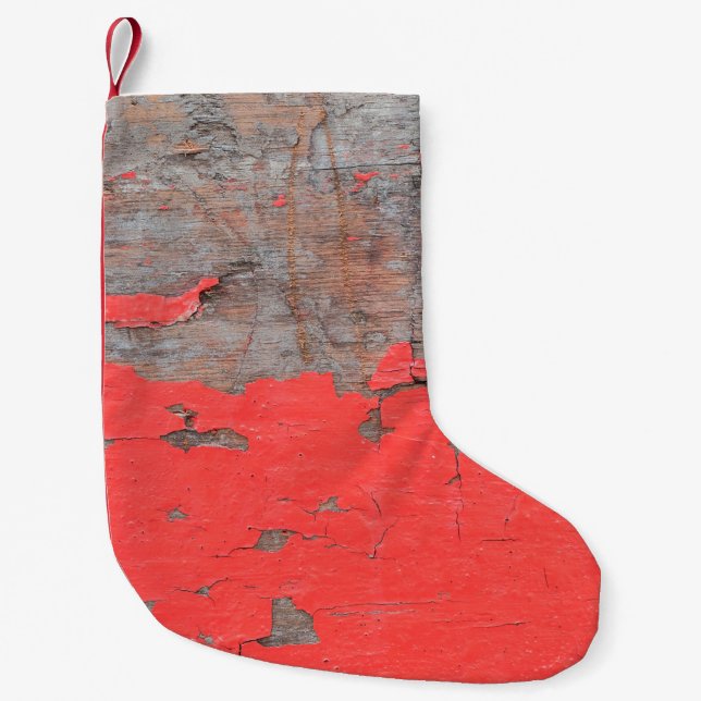 Schließen Sie alte und schälende lackierte Holzpla Kleiner Weihnachtsstrumpf (Vorderseite)