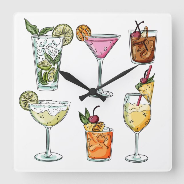 **SCHLIESSEN SIE DIE BAR* AN. QUADRATISCHE WANDUHR (Vorderseite)