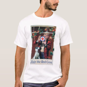 Schließen Sie sich dem roten Kreuz - Mann mit Hun T-Shirt