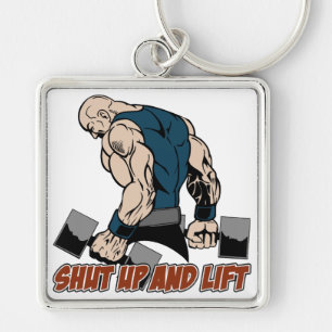 Schließen Sie und heben Sie Weightlifter an Schlüsselanhänger