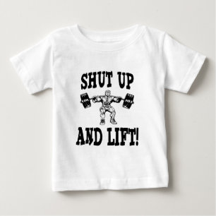 Schließen Sie und heben Sie Weightlifting an Baby T-shirt
