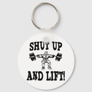 Schließen Sie und heben Sie Weightlifting an Schlüsselanhänger